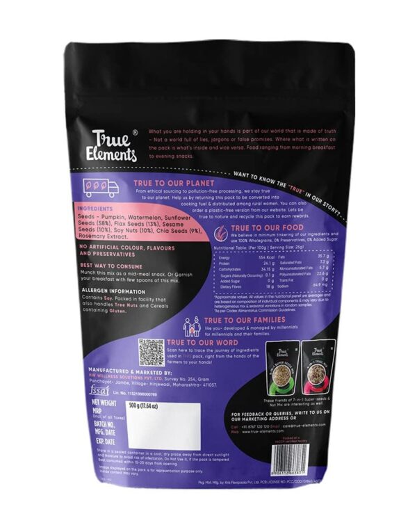True Elements 7-In-1 Super Seeds & Nut Mix - For Weight Management Ready To Eat- MYM1010 - Image 3