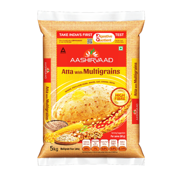 Aashirvaad Atta with Multigrains | High Fibre & High Protein Multigrain Atta | 6 Natural Grains- NJC1026