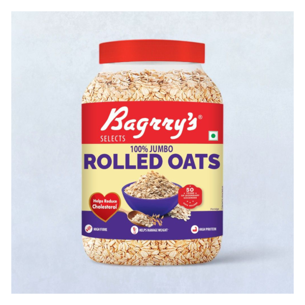 Bagrry’s Rolled Oats Jar High Fibre Premium Rolled Oats Protein Rich Breakfast Cereal Wholegrain Breakfast- ZTM1011