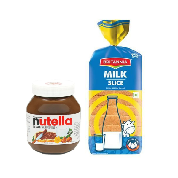 Ferrero Nutella Hazelnut Spread(180gms) & Britannia Milk Slice White Bread(400gms) Combo- WWY1004