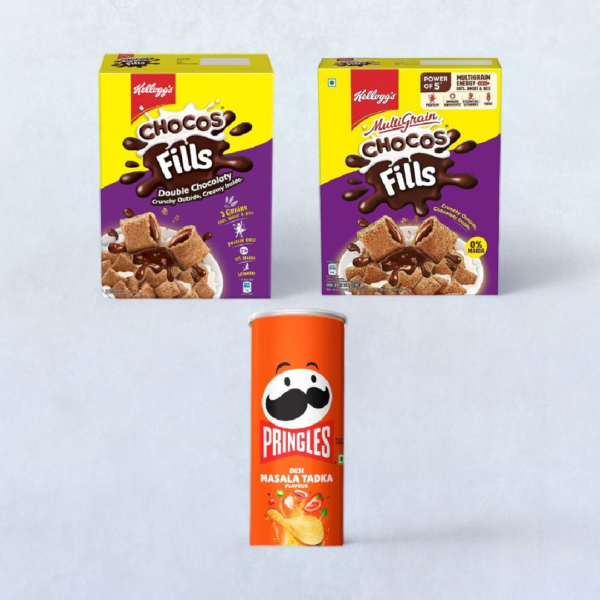 Kellogg's Choco Fills Double Chocolaty(250 gms) & Pringles Chips - Desi Masala Tadka(107 gms) Combo- NPS1062