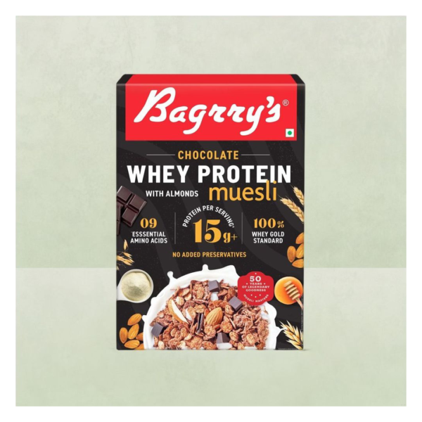 Bagrry's Whey Protein Chocolate Muesli with Almonds ( 100% Whole Oats)- ZTM1030