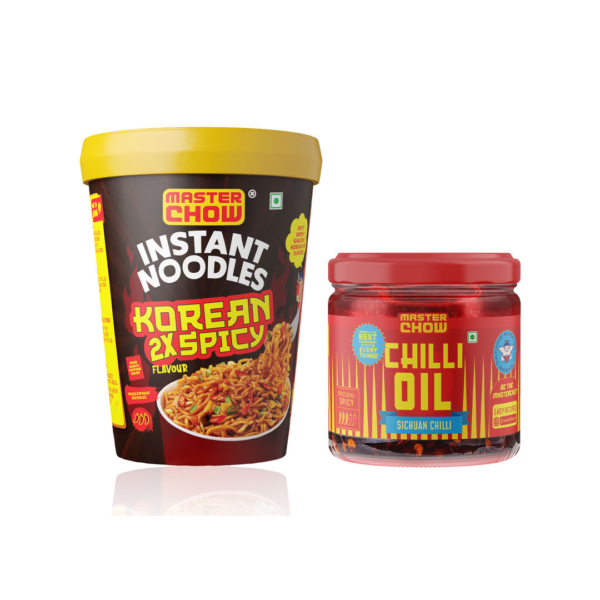 Masterchow Instant Cup Noodles - Korean 2X Spicy Flavour(100gms) & Masterchow Spicy Sichuan Chilli Oil(170gms) Combo- ERE1031