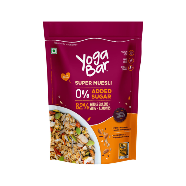 Yoga Bar No Added Sugar Muesli, Breakfast Cereal, 82% Whole Grains, Seeds, Almonds 400g- ZTM1031