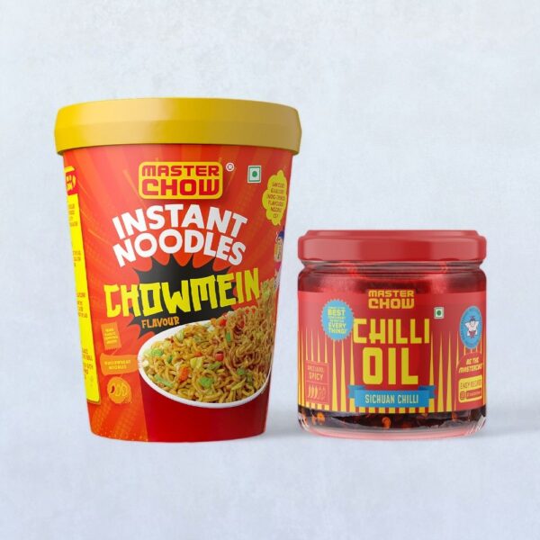 Masterchow Instant Cup Noodles - Chowmein Flavour(100gms) & Masterchow Spicy Sichuan Chilli Oil(170gms) Combo- ERE1033