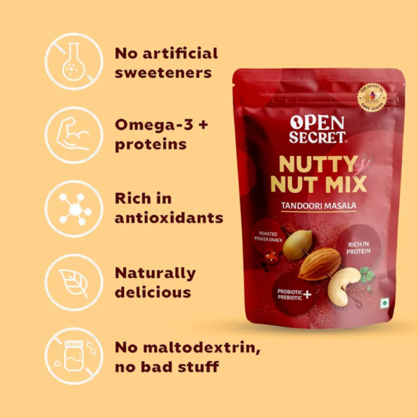 Open Secret Tandoori Dry Fruits Mix (Almonds, Peanuts & Cashews) - Healthy Snack | Tasty Nuts- VUW1002 - Image 4