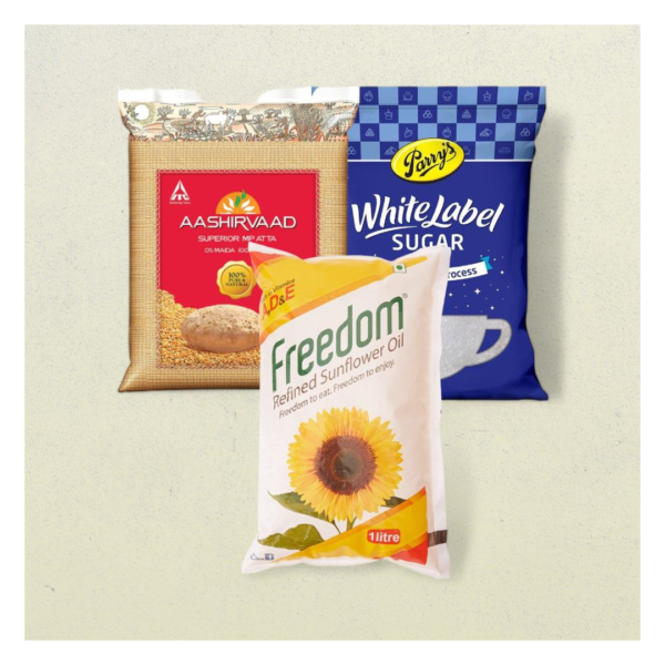 Aashirvaad Mp Atta(5kg), Freedom Sunflower Oil (1l), Parrys White lable sugar Combo- NJC1079