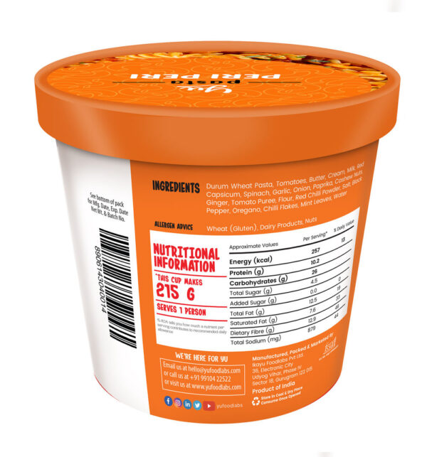 Yu Peri Peri Instant Pasta Cup- YSM1031 - Image 2