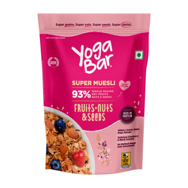 Yoga Bar Muesli 91% Fruits Nuts & Seeds, Protein Rich Wholegrain Breakfast Cereals, Granola- ZTM1034