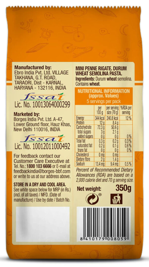 Borges Mini Penne Rigate Durum Wheat Pasta-  YSM1006 - Image 3