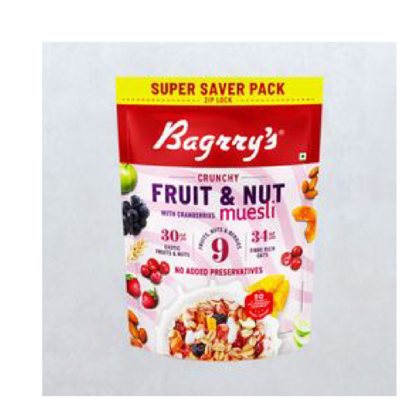 Bagrry's Crunchy Muesli 30% Fruit & Nut with Cranberries | 34% Rich Fibre Oats 750 gms Combo- ZTM1057ts 750 gms Combo