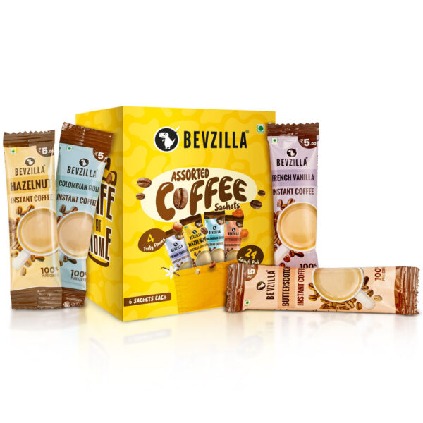 Bevzilla 24 Sachets Pack (4 Flavors) X (6 Sachets Each) Assorted Instant Coffee- BLJ1064 - Image 2