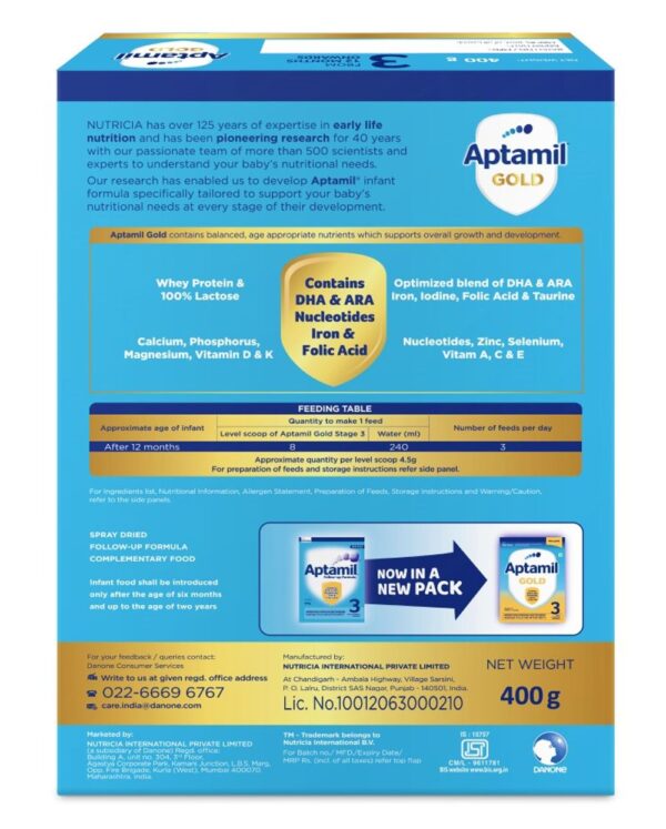 Aptamil Gold Stage 3 Follow Up Infant Formula Milk Powder For Babies- NWT1005 - Image 2