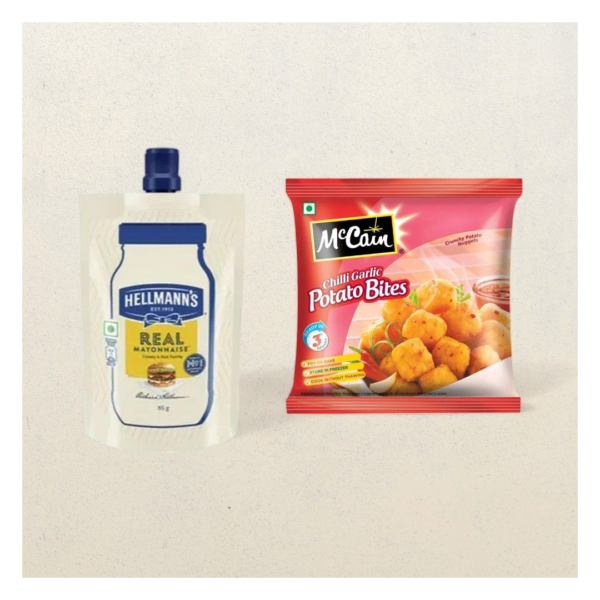 Hellmann'S Veg Mayonnaise(85gms) & Mccain Chilli Garlic Potato Bites Crunchy Potato Nuggets(420gms) Combo- WWY1054