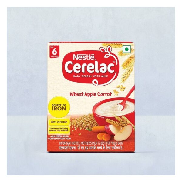 Nestle Cerelac Baby Cereal with Milk , Wheat Apple Carrot ,Stage 1, From 6 to 24 Months , Source of Iron & Protein- NWT1019