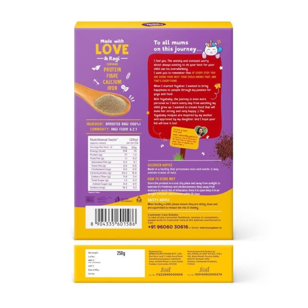 Yoga Baby by Yoga Bar Sprouted Ragi Mix, Cereal Porridge Mix for Infants & Kids- NWT1030 - Image 2