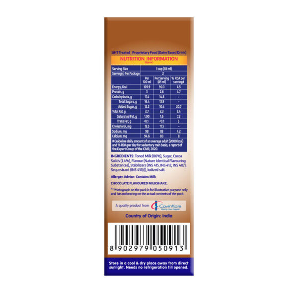 Cavin's Chocolate Milkshake Tetrapack- HRF1016 - Image 3