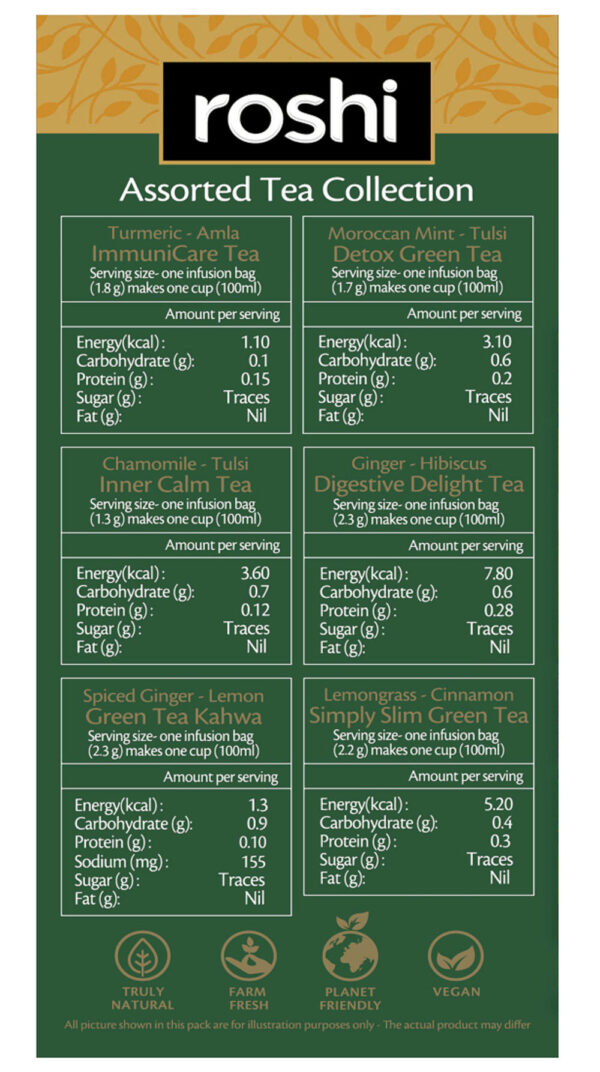 Roshi Assorted Herbal and Green Tea Bags- UBW1002 - Image 3