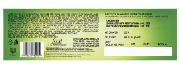 Lipton Green Tea| Honey Lemon| 25 Tea Bags- UBW1003 - Image 3
