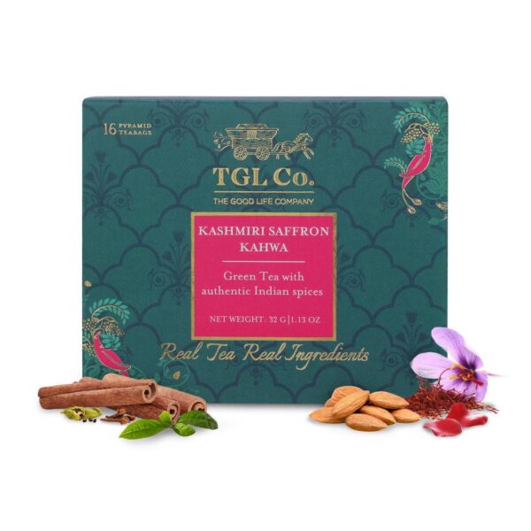 TGL Co Kashmiri Saffron Kahwa Green Tea - Bags (16 Tea Bags)- UBW1004 - Image 3