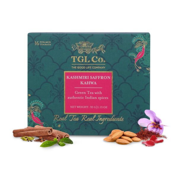 TGL Co Kashmiri Saffron Kahwa Green Tea - Bags (16 Tea Bags)- UBW1004