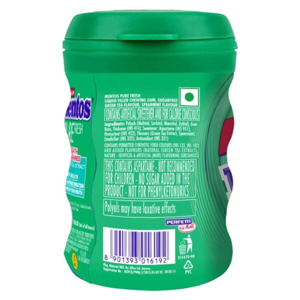 Mentos Pure Fresh Sugarfree Mint Chewing Gum Bottle- JVD1004 - Image 2
