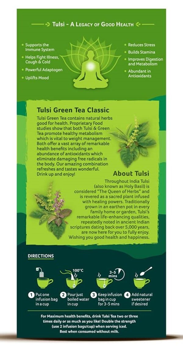 Organic India Tulsi Green Tea Classic- UBW1010 - Image 3