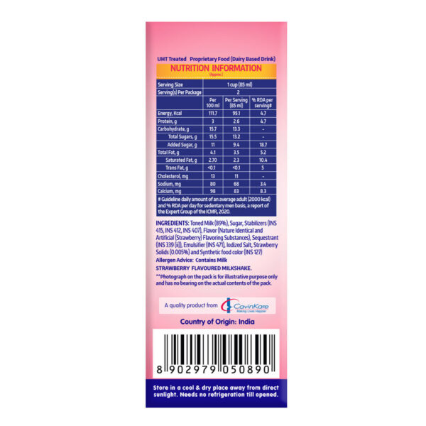 Cavin's Strawberry Milkshake Tetrapack- HRF1029 - Image 3
