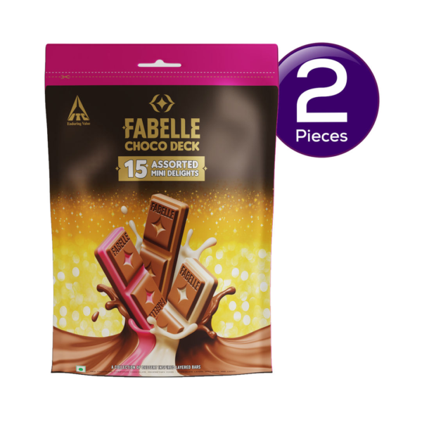 Fabelle Choco Deck – Mini Delights, 15 Mini Layered Milk Chocolate Bars, Premium Chocolate Gift Pack- NVE1001