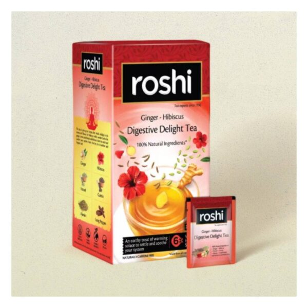 Roshi Digestive Tea Bags with Hibiscus & Ginger (100% Caffeine Free Herbal Tea)- UBW1019 - Image 2