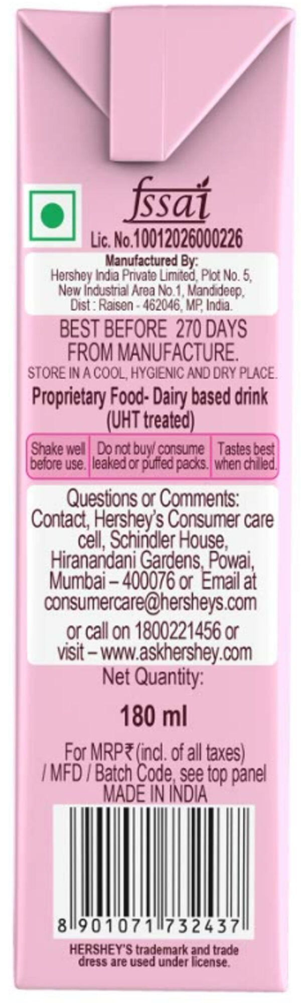 Hershey's Strawberry Milkshake Tetrapack- HRF1038 - Image 3