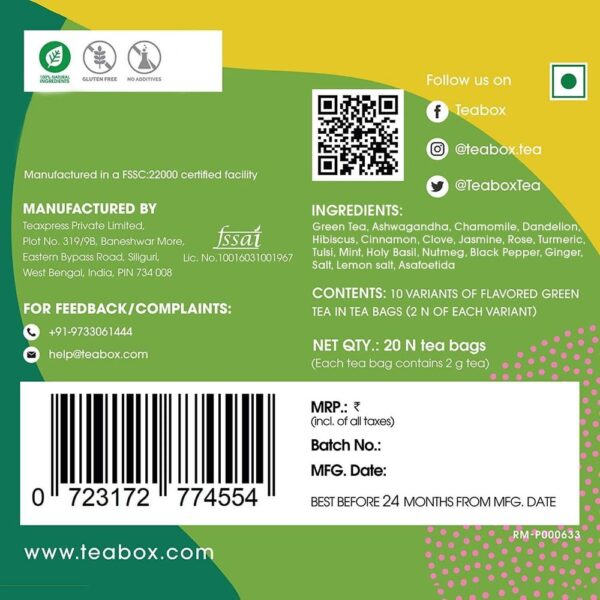 Teabox Assorted Darjeeling Green Tea 100% Whole Leaf & 0% Bitterness - 20 pcs- UBW1030 - Image 3
