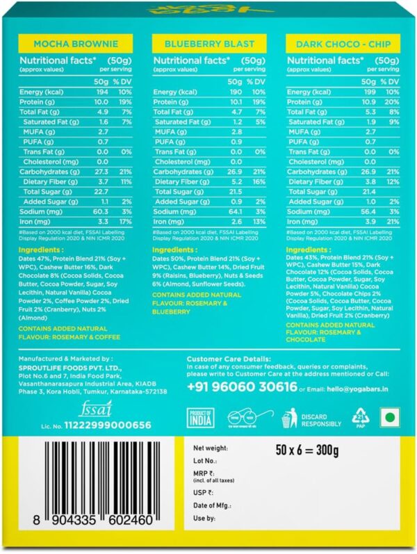 Yoga Bar 10G Protein Bars Variety Pack Of 6- SZS1001 - Image 2