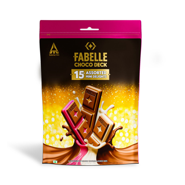 Fabelle Choco Deck – Mini Delights, 15 Mini Layered Milk Chocolate Bars, Premium Chocolate Gift Pack- NVE1022