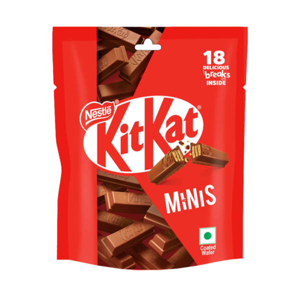 Nestlé KITKAT Minis, Chocolate Coated Wafer Bar, Share Bag, Miniature Pouch- NVE1024