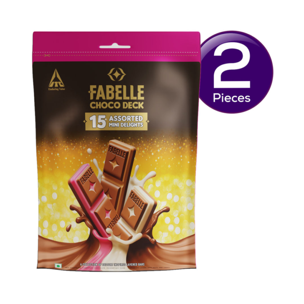 Fabelle Choco Deck – Mini Delights, 15 Mini Layered Milk Chocolate Bars, Premium Chocolate Gift Pack- EYT1011