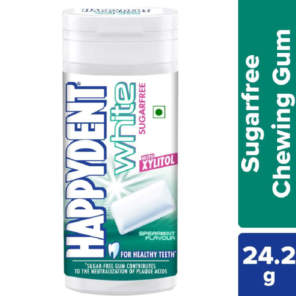 Happydent White, Xylitol Sugarfree Spearmint Flavour, Chewing Gum Pocket Bottle- JVD1016