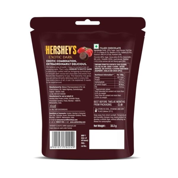"Hershey'S Exotic Raspberry & Goji Dark Chocolate Share Bag - EYT1036" - Image 2