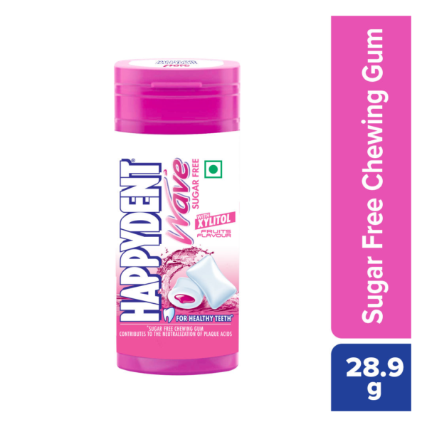 Happydent Wave, Xylitol Sugarfree Fruits Flavour, Chewing Gum Pocket Bottle- JVD1026