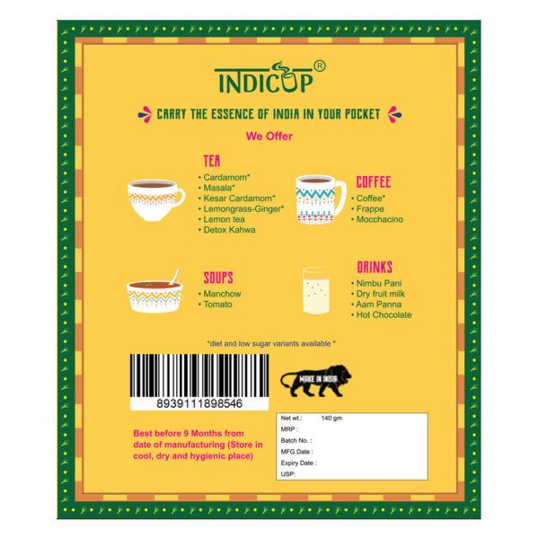 Indicup Lemon Grass Ginger Tea Premix Instant Tea Powder - Includes Cups & Stirrers- BLJ1121 - Image 2