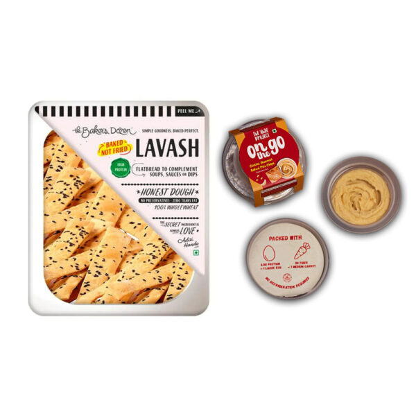 The Baker'S Dozen Lavash Flatbread Healthy Snacks(100gms) & The Khao Project On The Go Classic Hummus(90gms) Combo- FZG1051 - Image 2