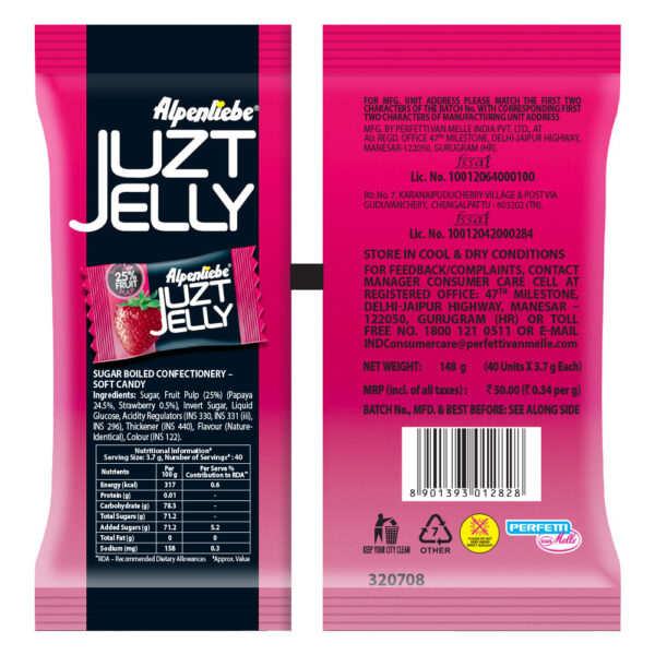 Alpenliebe Juzt Jelly Strawberry Flavour Pouch- JVD1037 - Image 2