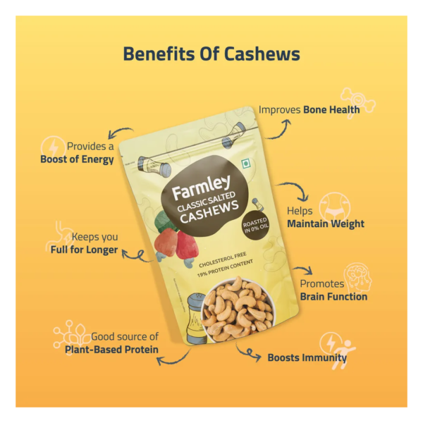 Farmley Classic Salted Roasted Cashews (Kaju) Rich in Protein Crunchy & Delicious- VUW1050 - Image 5