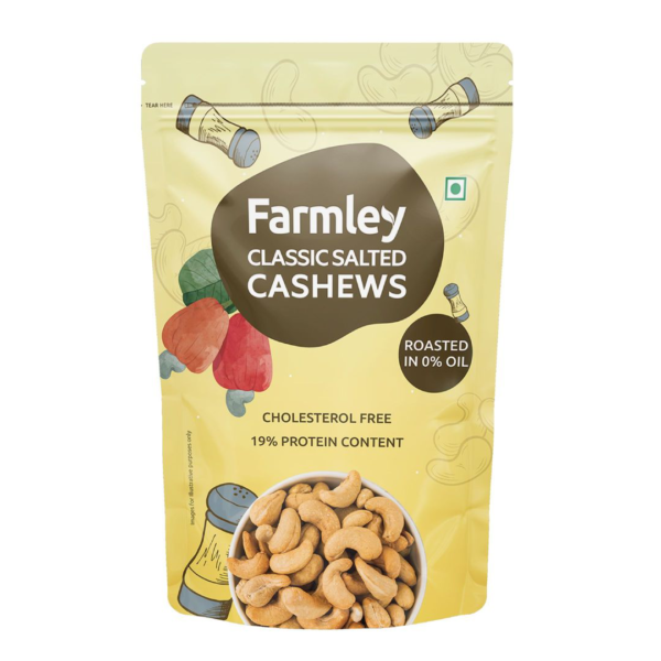 Farmley Classic Salted Roasted Cashews (Kaju) Rich in Protein Crunchy & Delicious- VUW1050