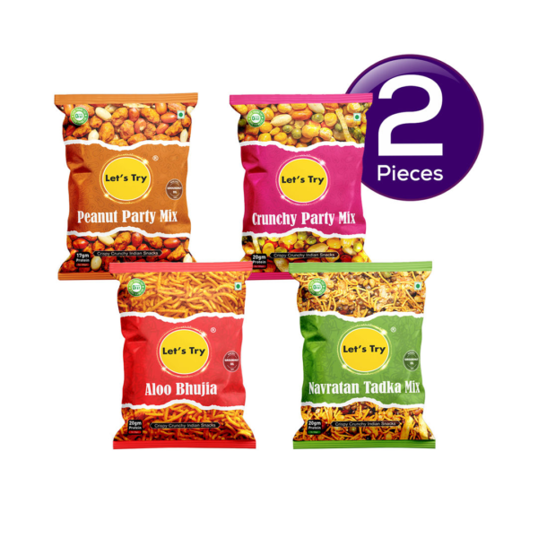 Let's Try Combo Pack (Aloo Bhujia, Navratan, Peanut Party , Crunchy Party) 130 gms Combo- FZG1066