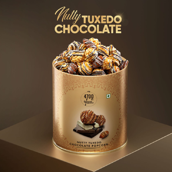 4700BC Nutty Tuxedo Chocolate Popcorn Tin- WLV1020