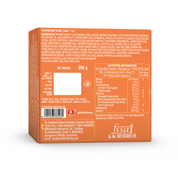 Britannia Choco Chip Orange Cake- TAG1026 - Image 2