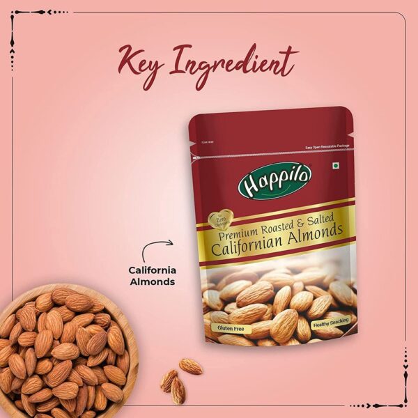 Happilo Premium Californian Roasted and Salted Almonds- VUW1058 - Image 3