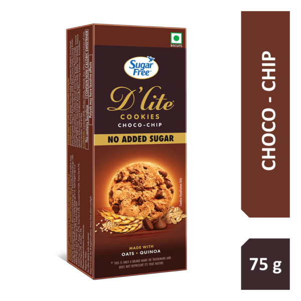 Sugar Free D'Lite Choco Chip Cookies | Zero Added Sugar | Made with Oats & Quinoa- ECW1013