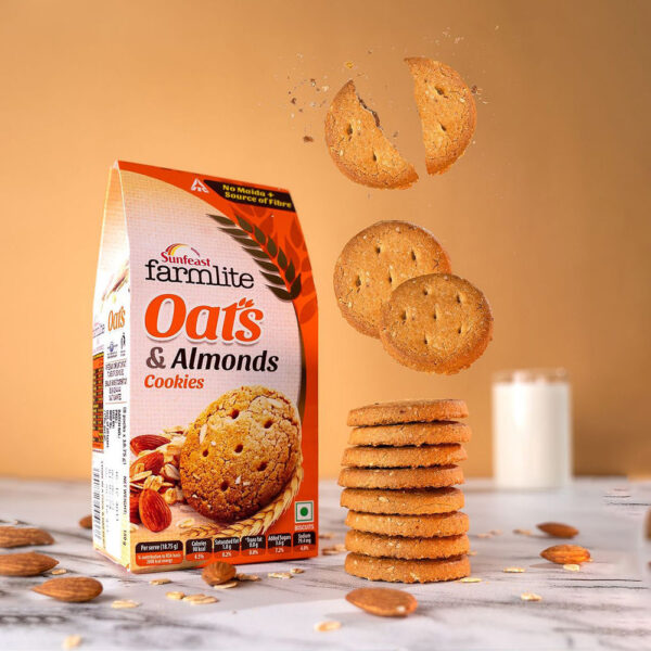 Sunfeast Farmlite Oats & Almonds Biscuits Packet- ECW1018 - Image 4